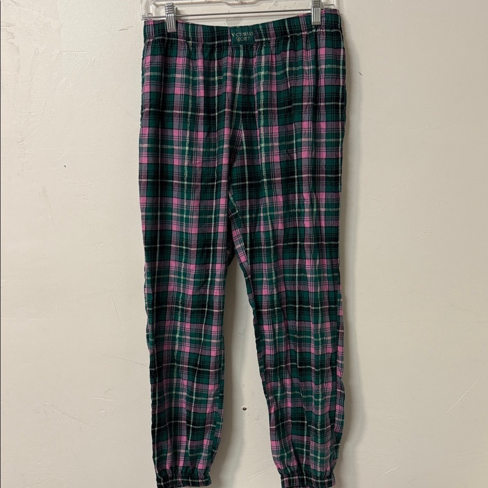 Victoria's Secret Green & Pink Plaid Lounge Joggers